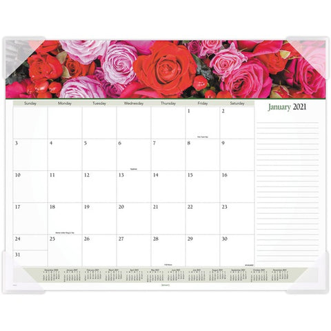 ACCO Brands Corporation Panoramic Floral Image Monthly Desk Pad